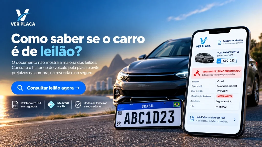 Como saber se o carro é de leilão: consulta pela placa com relatório em PDF na Ver Placa