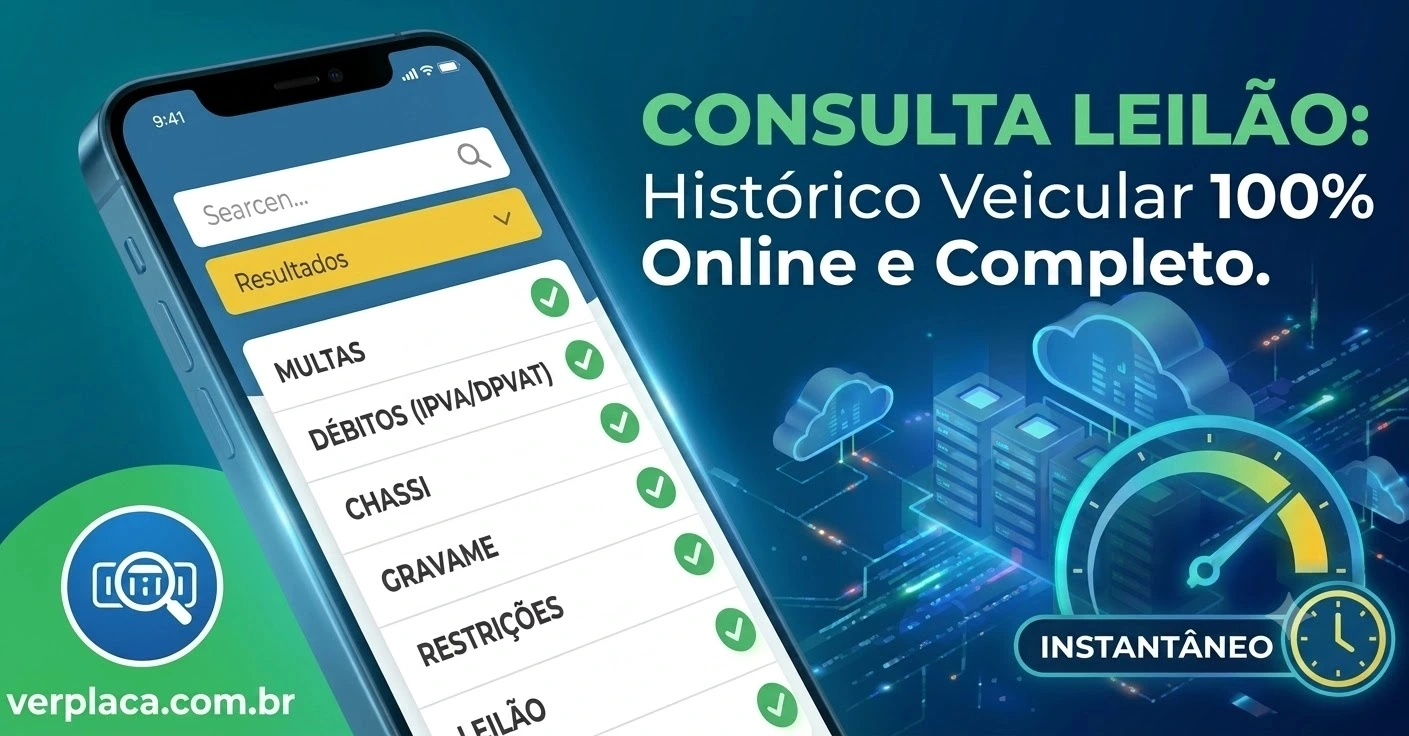 Mockup do relatório de consulta de leilão da Ver Placa